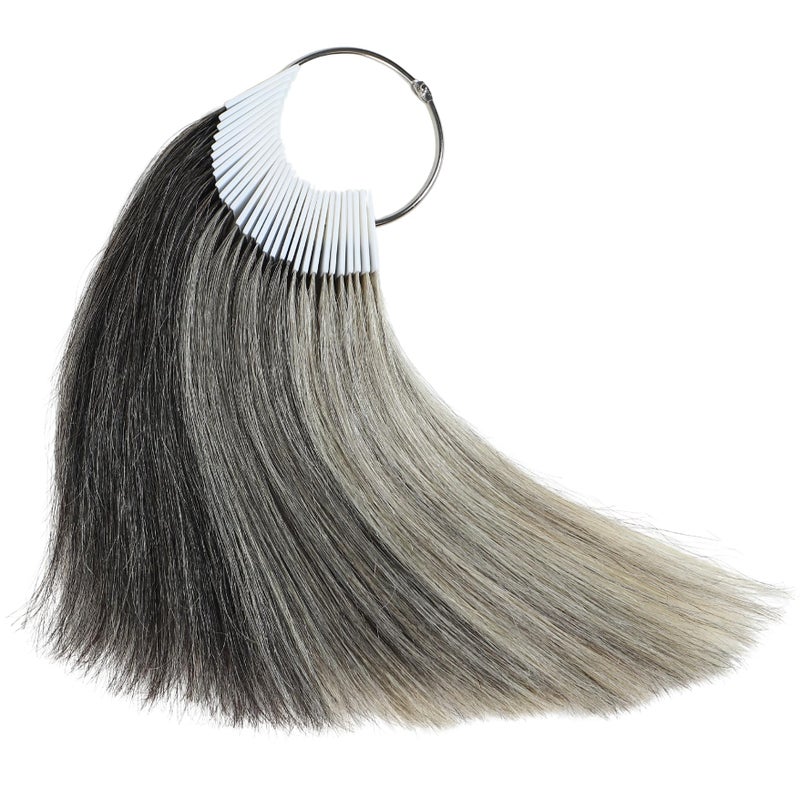 RINBOOOL Hair Swatches for Testing Color 3 Natural Gray Real Natural Human Hair 30 Strands per Pack 8 Inch