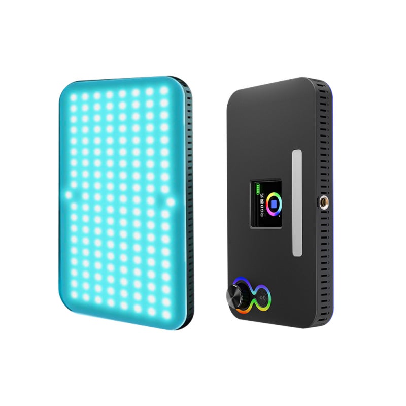 مصباح فيديو LED محمول بشاشة LCD مقاس 1.44 بوصة و152 حبة LED و3 أنماط لونية ودرجة دقة الألوان Ra≥95 - بطارية داخلية بسعة 3000 مللي أمبير ساعة - مصباح LED محمول للتصوير الجوي بالهاتف - Image 1