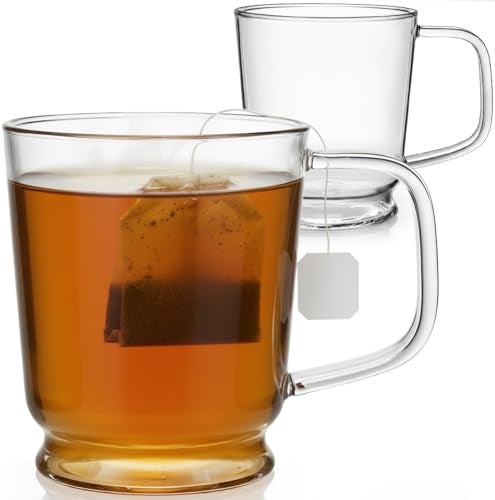Aquach Clear Glass Mug 16 oz – Borosilicate Glass Coffee Mug, Large Tea Cup for Hot & Cold Drinks, Dishwasher Safe Glass Cups - Image 1