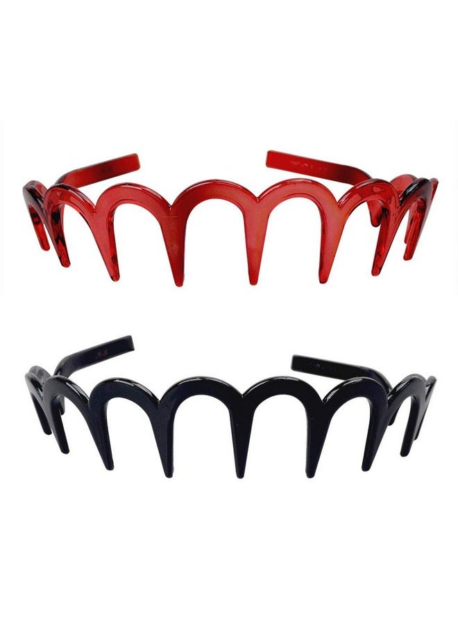Fodattm 2Pcs Zig Zag Shark Tooth Hairband Plastic Headband Hair Comb Women Hair Hoop Hair Accessories (E)  - Image 1