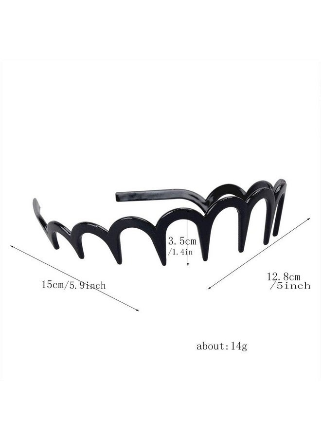 Fodattm 2Pcs Zig Zag Shark Tooth Hairband Plastic Headband Hair Comb Women Hair Hoop Hair Accessories (E)  - Image 3