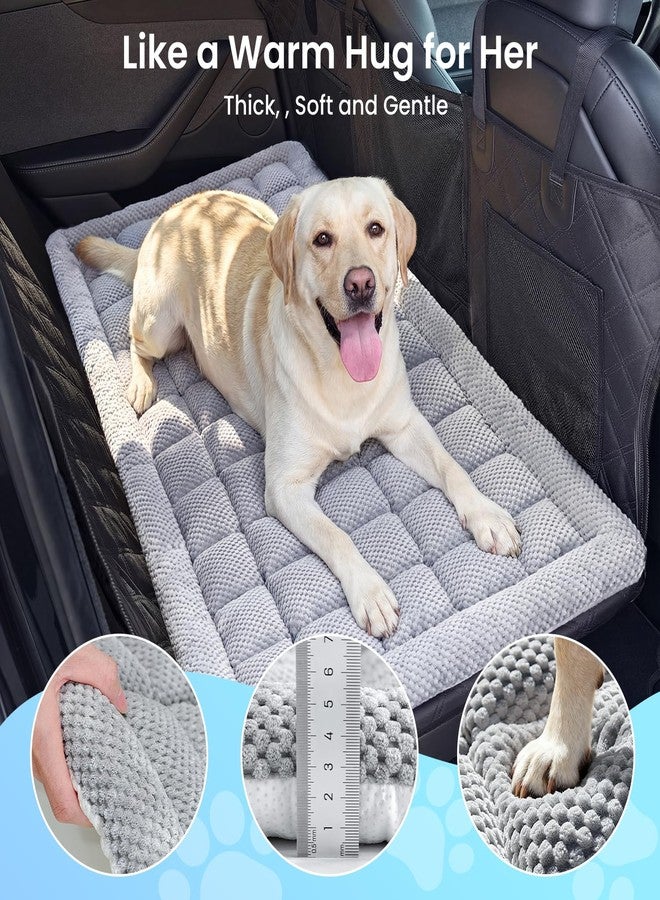 REEVAA Dog Bed Mat for Car Backseat [Extra-Thick & Chew-Resistant], Road Trip Bed to Fully Protect Dog's Safety, Fits Trucks/SUVs Back Seat Cover Extenders, Grey, 54x24x1.8 inch - Image 2
