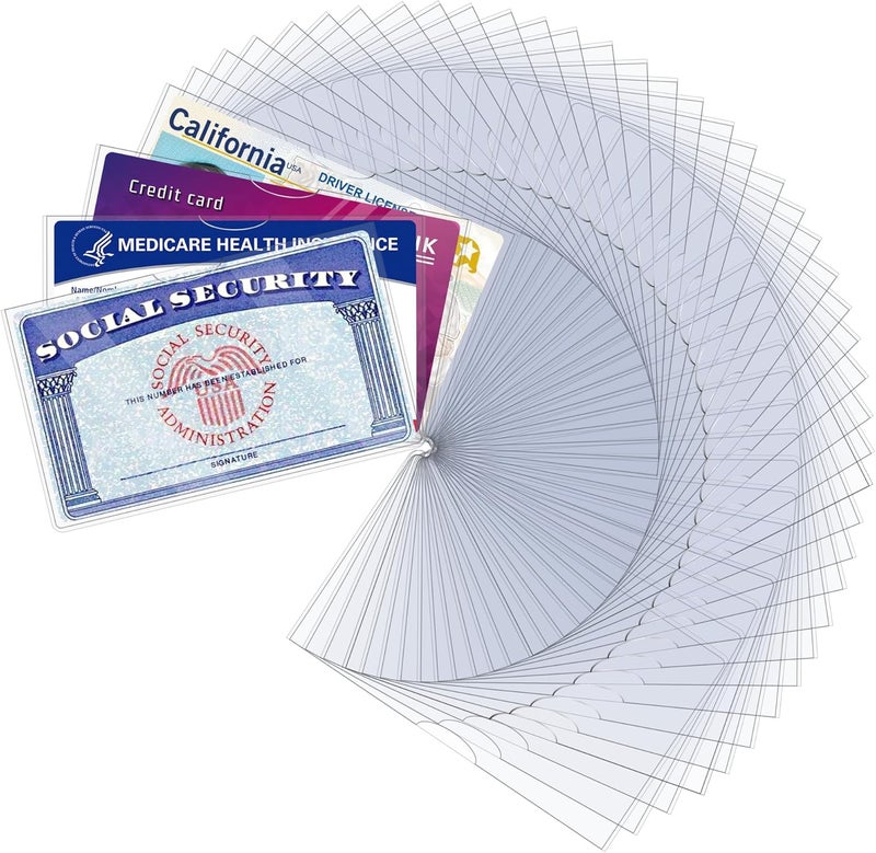 LIEMAND 60 Pack Social Security Card Protector Sleeves, Ultra Clear & Durable 31Mil Waterproof SSN/New Medicare/Credit Card Holder, Soft ID/Debit/Credit/Index Card Storage Sleeves - Image 1