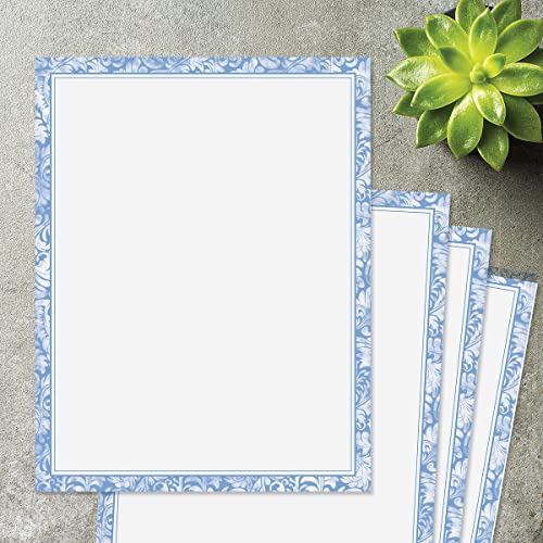Current Blue Alluring Border Letter Papers - Set of 25 spring stationery papers are 8 1/2" x 11", Computer Printable Letterhead, Spring Bridal, Easter Flyers, Invitations, or Letters - Image 5