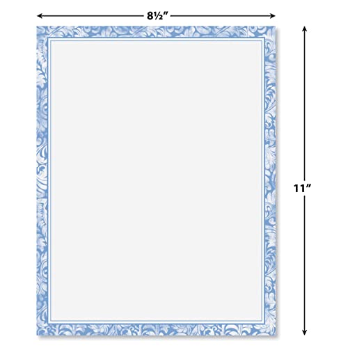 Current Blue Alluring Border Letter Papers - Set of 25 spring stationery papers are 8 1/2" x 11", Computer Printable Letterhead, Spring Bridal, Easter Flyers, Invitations, or Letters - Image 2