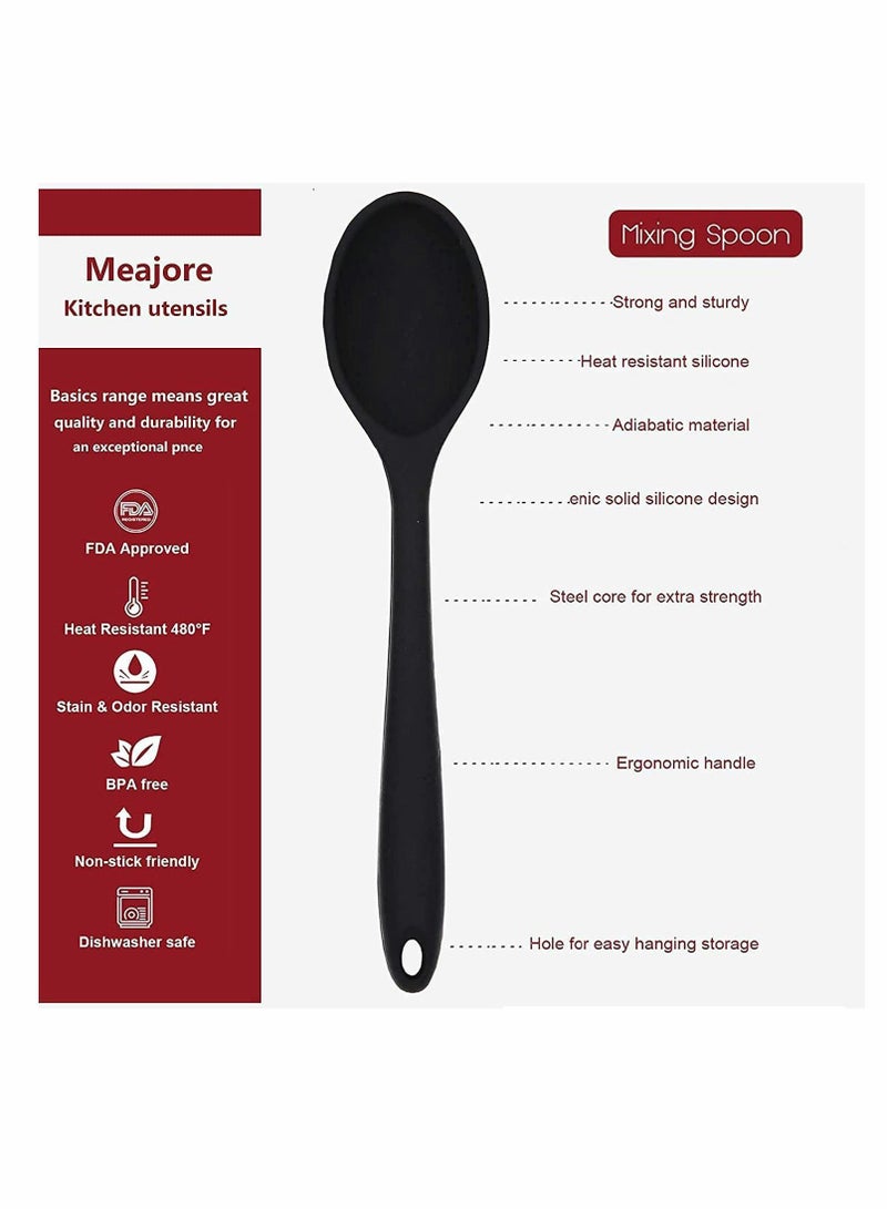 2 Pcs Silicone Spoons, for Cooking Heat Resistant, Hygienic Design Utensi Mixing Spoons Kitchen Baking Stirring Tools Stirring, and Serving - Image 3