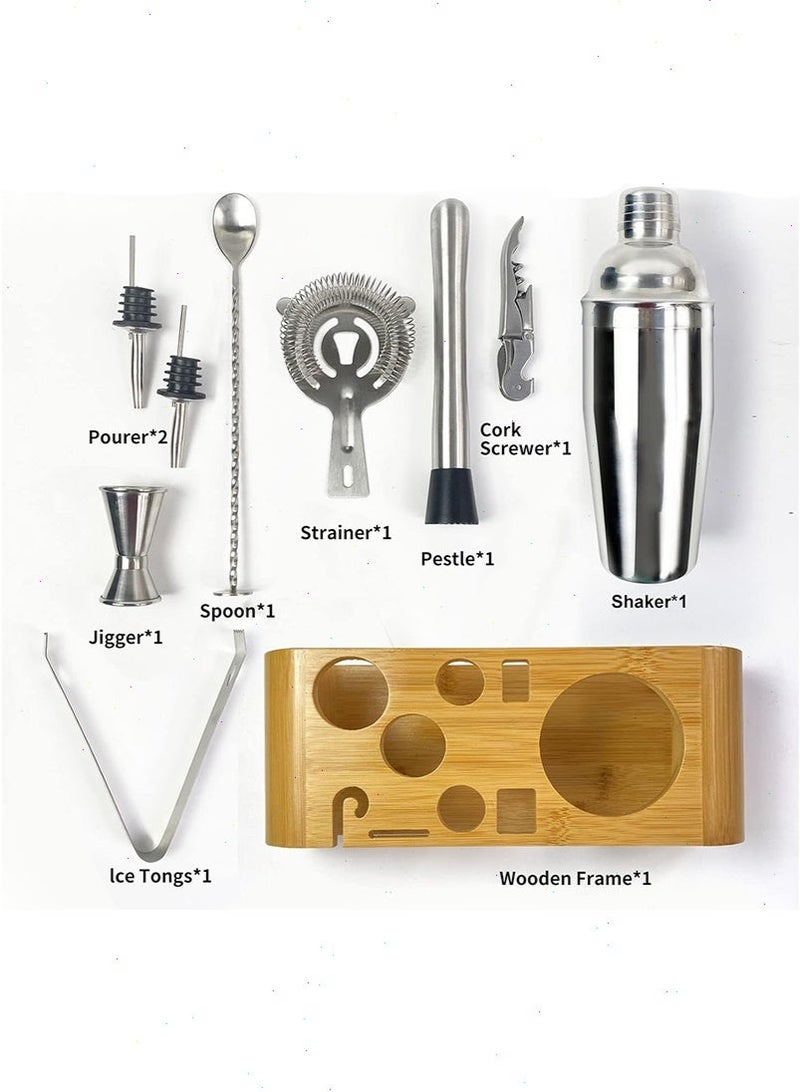 Yoawllty 10 PCS Bar Tool Set with Stylish Bamboo Stand - Perfect Home Bartending Kit and Martini Cocktail Shaker Set For an Awesome Drink Mixing Experience - Image 5