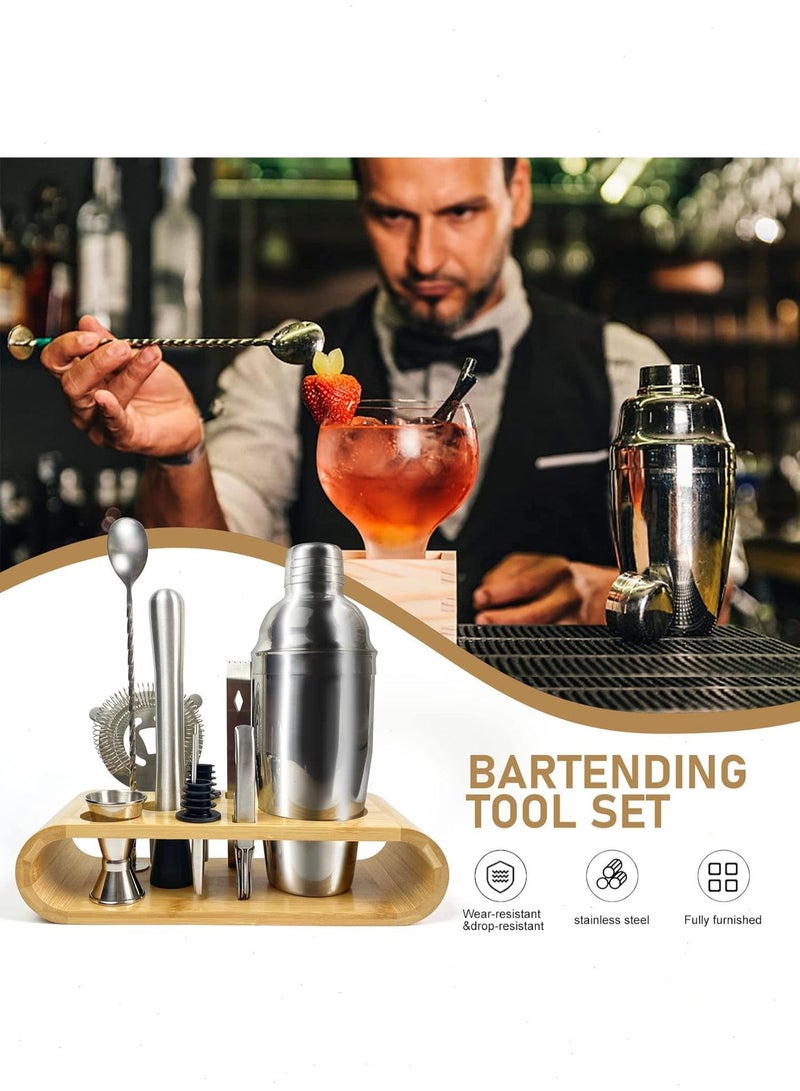 Yoawllty 10 PCS Bar Tool Set with Stylish Bamboo Stand - Perfect Home Bartending Kit and Martini Cocktail Shaker Set For an Awesome Drink Mixing Experience - Image 3