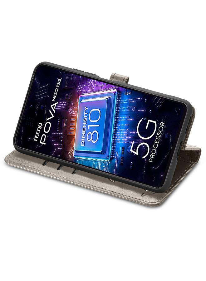 erorex Case For Tecno Pova Neo 5G Cat and Dog Embossed Phone Leather Phone Case - Image 4