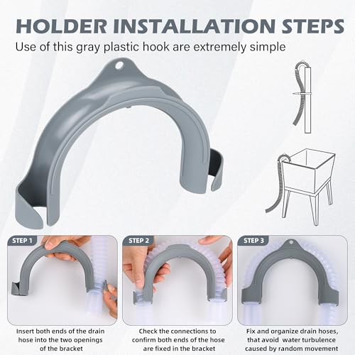 XwaYexa U-Shaped Washing Machine Drain Hose Holder Hook, U-Bend Hose Holder Hook for Laundry Tub, Dishwasher and Sink Srain Hoses, Compatible with Samsung, GE Washers (2Pack) - Image 5