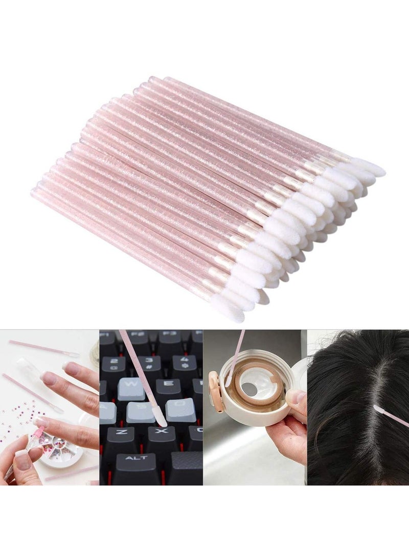Generic 100 Pcs Disposable Crystal Lip Brushes Make Up Lip Brushes Lipstick Lip Gloss Wands Eyeshadow Brushes Applicator Tool Makeup Beauty Tool Kits (Pink)  - Image 1