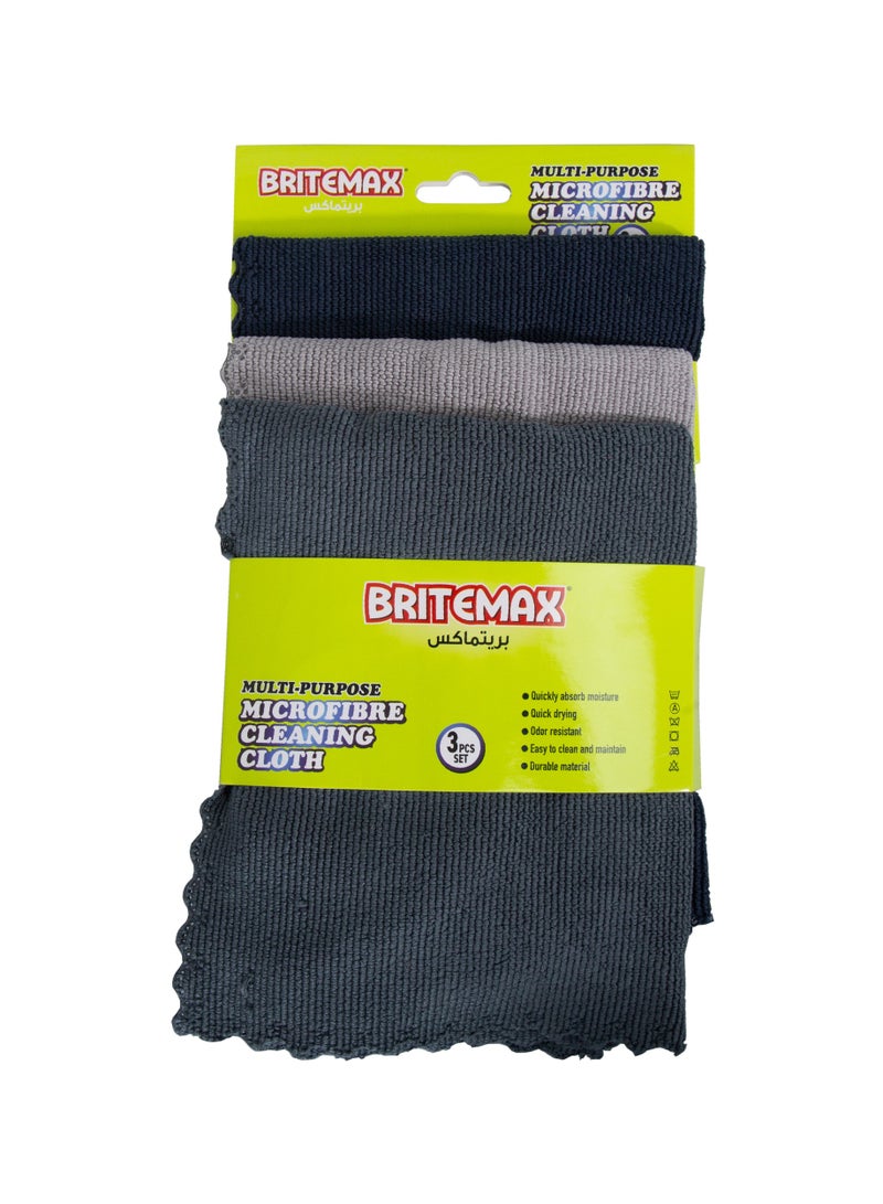 BriteMax Microfiber Cleaning Cloth 3PCS Set - 30x40cm, Lint-Free, Highly Absorbent, Multipurpose for Home, Car, Kitchen, and Office Cleaning