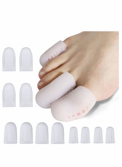 Gel Toe Caps, Breathable Silicone Toe Protectors Sleeve Bunion Pads Cushion Big Toe Guards for Protection of Ingrown Toenails Corns Calluses Blisters - 12 PCS
