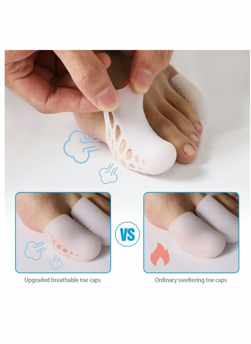 KASTWAVE - Gel Toe Caps, Breathable Silicone Toe Protectors Sleeve Bunion Pads Cushion Big Toe Guards for Protection of Ingrown Toenails Corns Calluses Blisters - 12 PCS - Image 1