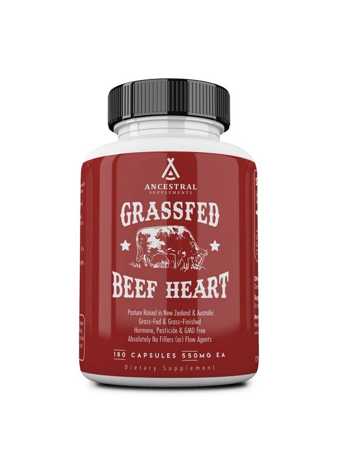 Ancestral Supplements Grass Fed Beef Heart Supplement 3300Mg Coq10 Supplement Supports Heart Health And Mitochondrial Health Nongmo 180 Capsules  - Image 1
