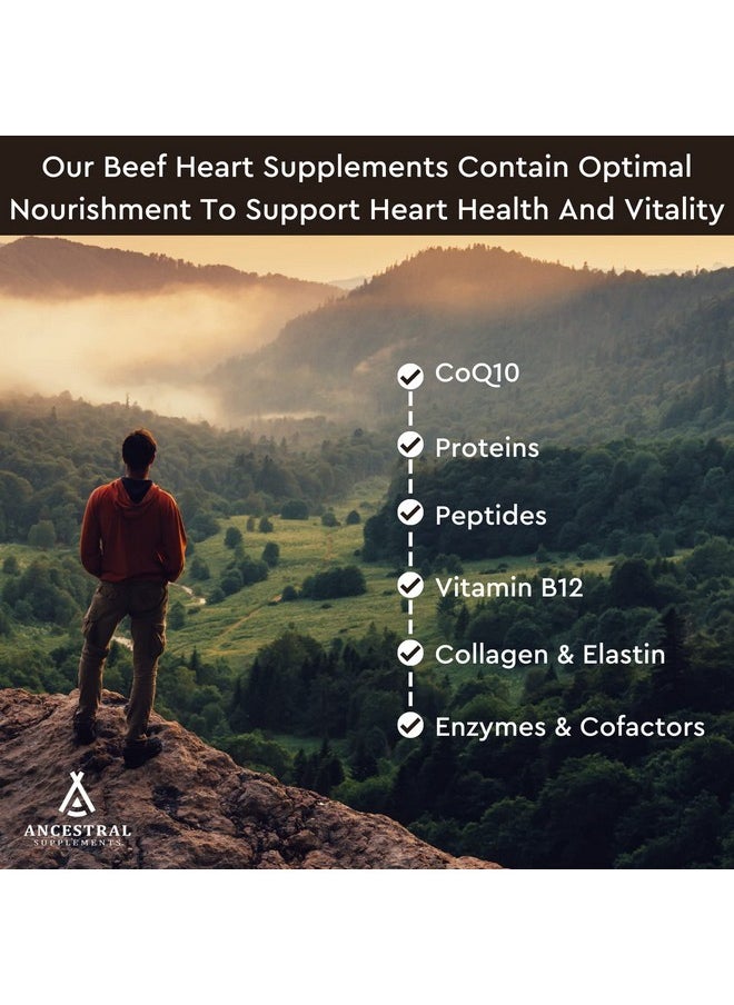 Ancestral Supplements Grass Fed Beef Heart Supplement 3300Mg Coq10 Supplement Supports Heart Health And Mitochondrial Health Nongmo 180 Capsules  - Image 5