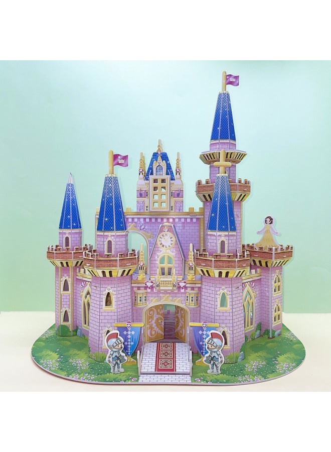 Children Play House DIY Assembled Cottage Toys Girl Fairy Tale Princess Castle Scene 3D 3D Puzzle-Color:Princess Castle Scene 3D Puzzle - Image 1