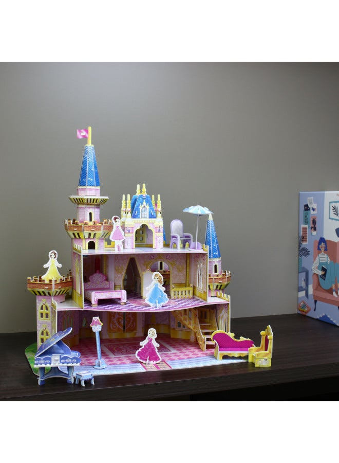 Children Play House DIY Assembled Cottage Toys Girl Fairy Tale Princess Castle Scene 3D 3D Puzzle-Color:Princess Castle Scene 3D Puzzle - Image 5