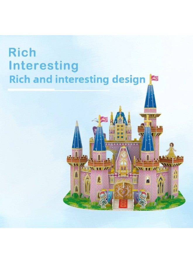 Children Play House DIY Assembled Cottage Toys Girl Fairy Tale Princess Castle Scene 3D 3D Puzzle-Color:Princess Castle Scene 3D Puzzle - Image 3