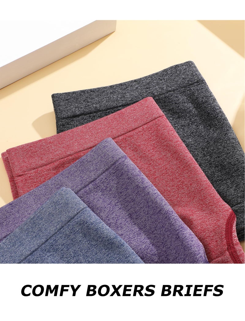 Sth Big Womens Boyshorts Underwear Seamless Boxer Briefs Full Coverage Soft Stretch Boxer Shorts For Women 4 Pack - Image 5