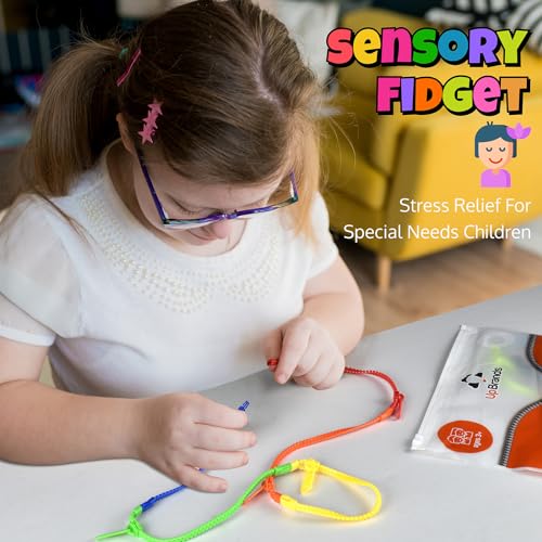UpBrands 48 Prizes for Kids Zipper Bracelets 7 ½”, Fidget Party Favors for Kids, Sensory Toys Bulk Set, Neon Colors, Birthday Kit, Easter Egg, Treat Bags & Pinata Fillers - Image 5