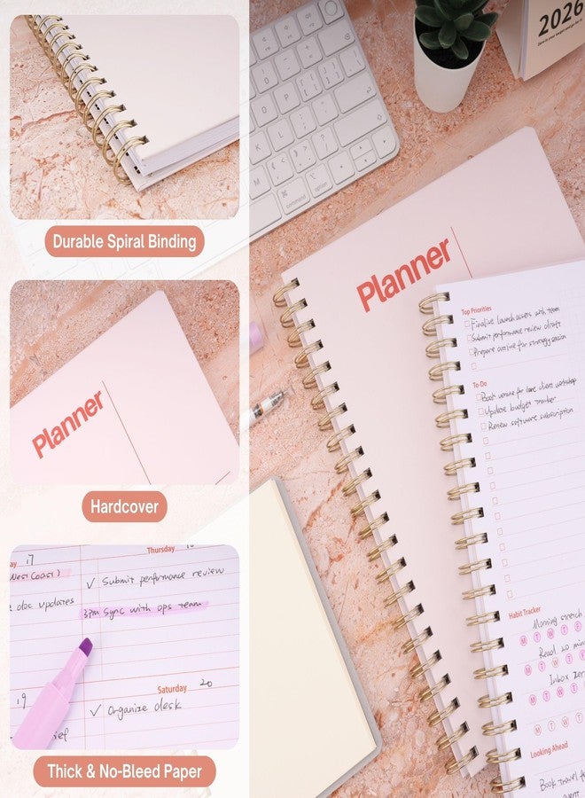 Pinkify It Undated Weekly Planner, 8.5x11” - Dashboard Layout with Yearly Review, Monthly Calendars, & Weekly To Do List, Spiral Bound Organizer for Work, Study & Life (Blush White) - Image 5
