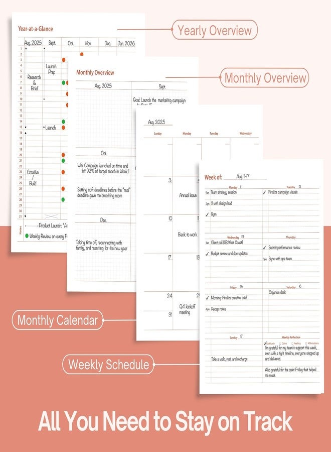 Pinkify It Undated Weekly Planner, 8.5x11” - Dashboard Layout with Yearly Review, Monthly Calendars, & Weekly To Do List, Spiral Bound Organizer for Work, Study & Life (Blush White) - Image 3