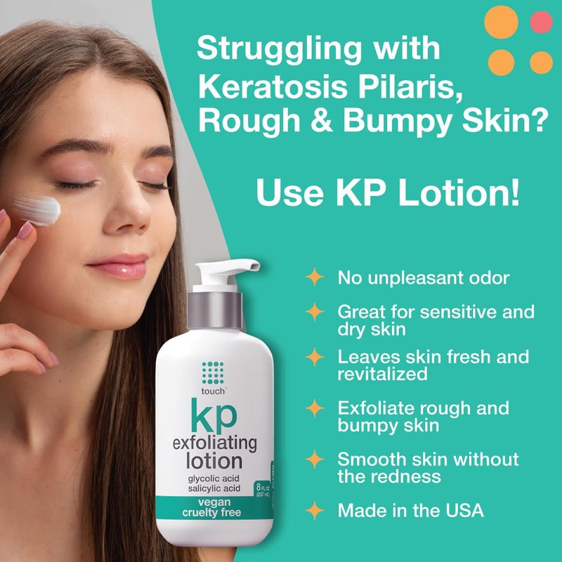 TOUCH Glycolic Acid Lotion for Keratosis Pilaris - KP Exfoliating Body Lotion Moisturizer - for AHA BHA Rough & Bumpy Skin- Gets Rid of Redness - 8 Fl Oz - Image 2