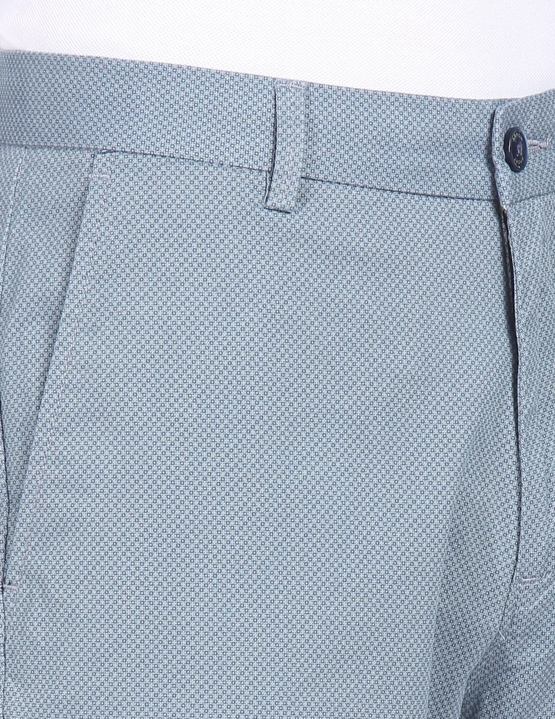 Arrow Blue Mid Rise Patterned Weave Casual Trousers for Men | Best Price UAE