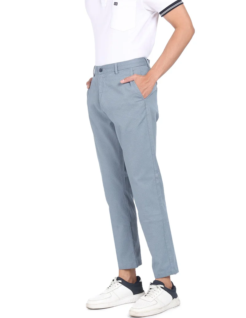 Mid Rise Patterned Weave Casual Trousers