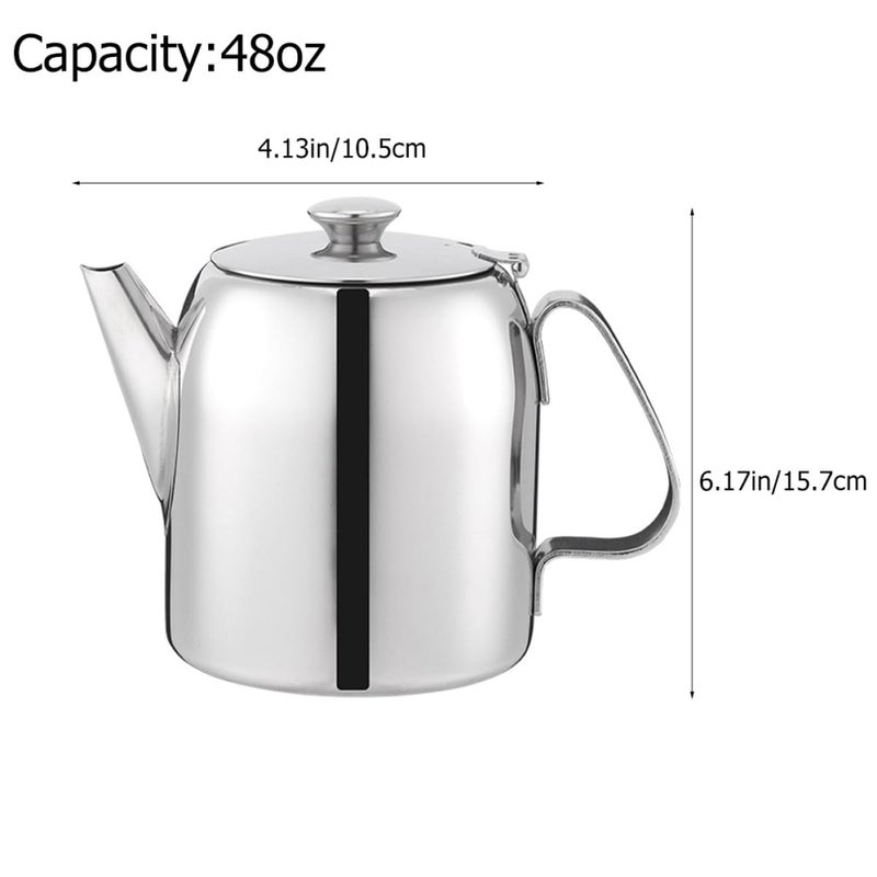 Stainless Steel Teapot 48oz with Lid and Handle for Loose Leaf Tea Travel Use - Image 3