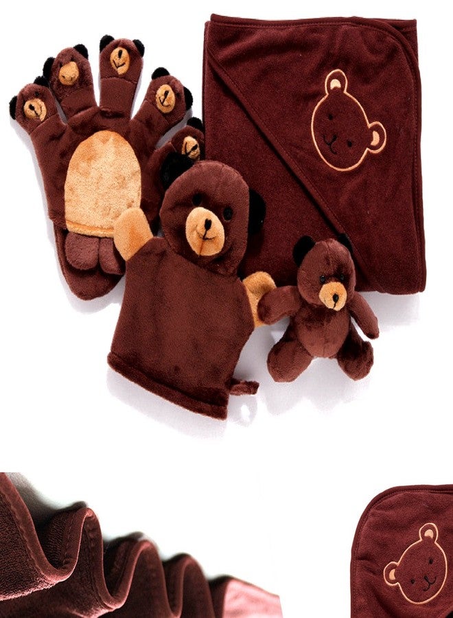 CONNECTWIDE® Premium Extra Soft Cartoon Animal Shape Hooded Bamboo Baby Bath Towel Set Baby Shower Gift Set (4 Pcs Set) - Image 4