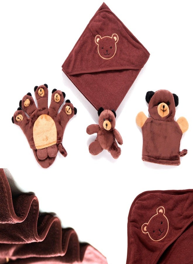 CONNECTWIDE® Premium Extra Soft Cartoon Animal Shape Hooded Bamboo Baby Bath Towel Set Baby Shower Gift Set (4 Pcs Set) - Image 2