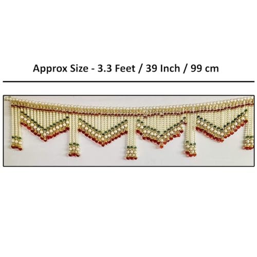 Saugat Traders Moti Toran For Entrance Door-Pearl-Beads Decorative Main Door-Fancy Toran Mandir & Home Decor-Bhandwar For Wedding, Festivals, Diwali -Traditional Design -3 Feet, 95 CM - Image 2