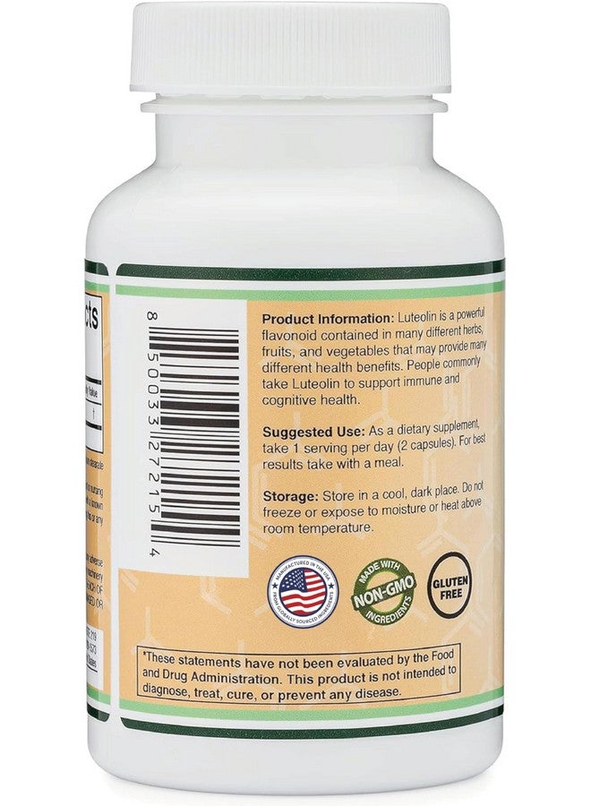 Double Wood Supplements Luteolin Supplement 100mg Servings of Bioactive Flavanoids (120 Capsules, Gluten Free) Potent Polyphenols Flavonoid for Brain and Cardiovascular Support - Image 3