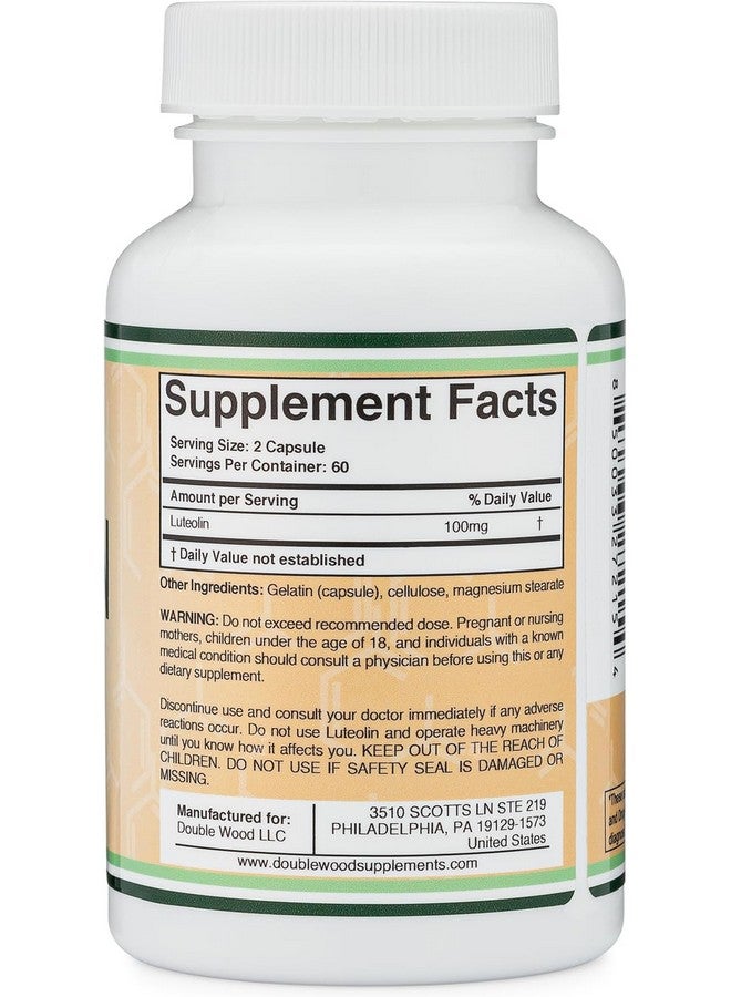 Double Wood Supplements Luteolin Supplement 100mg Servings of Bioactive Flavanoids (120 Capsules, Gluten Free) Potent Polyphenols Flavonoid for Brain and Cardiovascular Support - Image 2