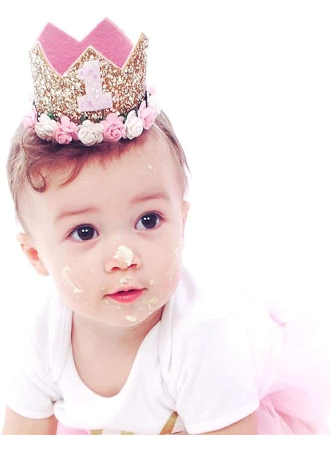 إيروريكس تاج عيد الميلاد الأول، تاج الزهور، عصابة رأس للبنات، قبعات حفلات، رباط شعر للبنات 10.5×10.5×8 سم - Image 1