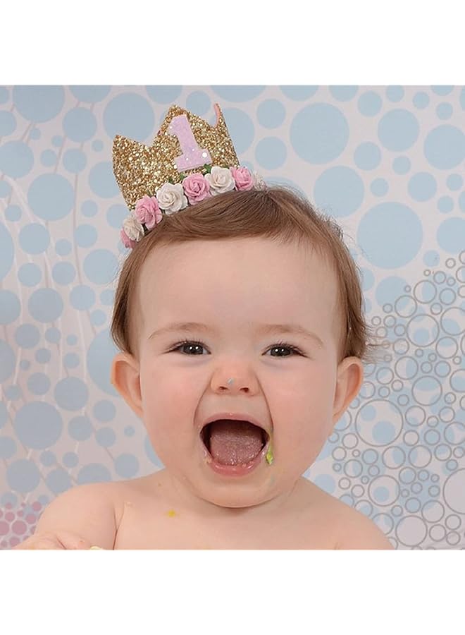 إيروريكس تاج عيد الميلاد الأول، تاج الزهور، عصابة رأس للبنات، قبعات حفلات، رباط شعر للبنات 10.5×10.5×8 سم - Image 4