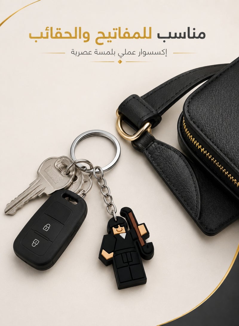 Cartoon Character Keychain With Metal Ring Black - Image 3