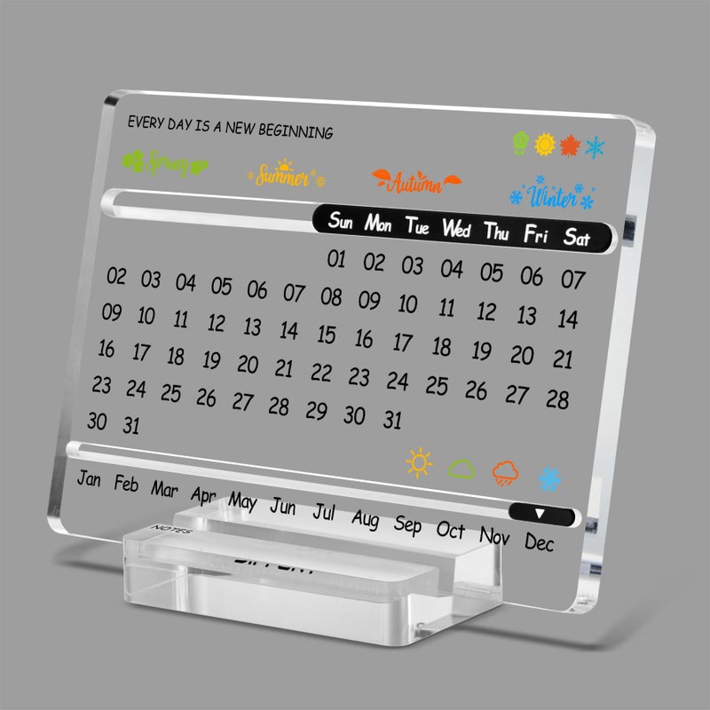 DIFFUNY Acrylic Perpetual Desk Calendar Cute Modern Office Decor Office Gifts for Coworkers Women Men