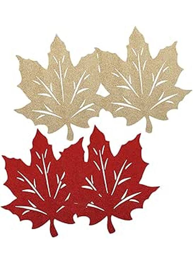 4 Pcs Thanksgiving Place Mats Set Fall Leaf Table Mats Heat Resistant Nonwoven Fabric Autumn Dining Table Decoration Holiday Meals Red And Yellow - Image 1