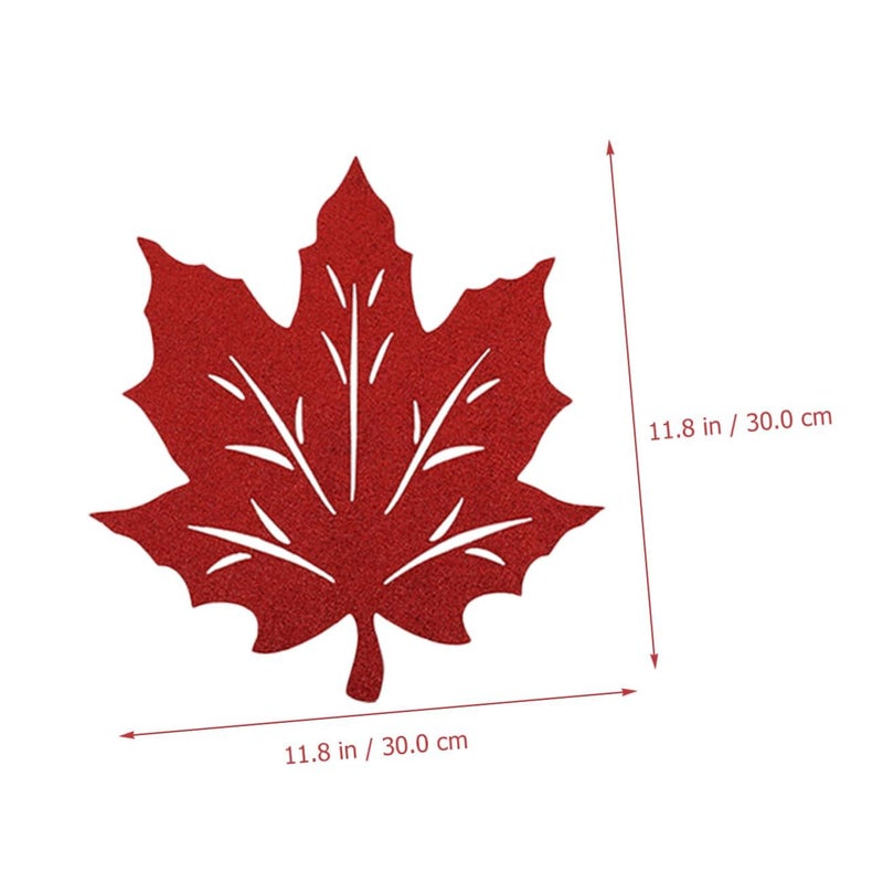 4 Pcs Thanksgiving Place Mats Set Fall Leaf Table Mats Heat Resistant Nonwoven Fabric Autumn Dining Table Decoration Holiday Meals Red And Yellow - Image 3