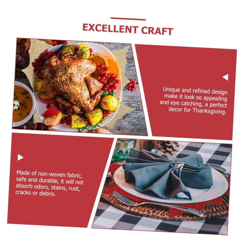 4 Pcs Thanksgiving Place Mats Set Fall Leaf Table Mats Heat Resistant Nonwoven Fabric Autumn Dining Table Decoration Holiday Meals Red And Yellow - Image 4