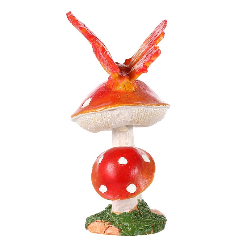 Brown Butterfly Mushroom Resin Figurines Miniature Garden Decor Indoor Outdoor Ornaments - Image 2