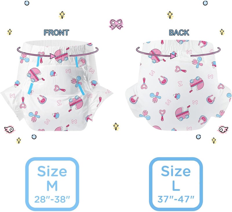 CutiePlusU Adult Diapers 2 PiecesBaby Dream Disposable Incontinence Briefs with Tabs for Women and Men Maximum Overnight AbsorbencyLarge 3747 - Image 3