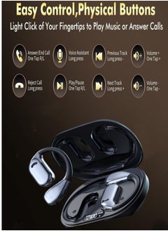 Generic Open Ear Bluetooth 5.4 Earbuds, Bluetooth Wireless Headphones ，Ultra-Comfort,Lightweight Design,Intelligent Adjustment，Noise-Canceling Mic Earphones .With LED DisplayOver-Ear Built-in Microphone with Earhook.,HiFi Sound，Clear Calls， Waterproof Headset for Workout/Running.Black  - Image 4
