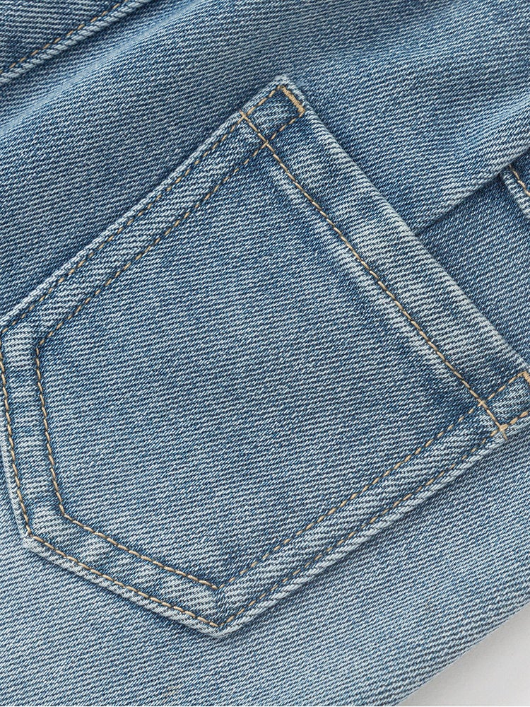 بالابالا بنطلون جينز بمسحات باهتة للبنات - Image 4