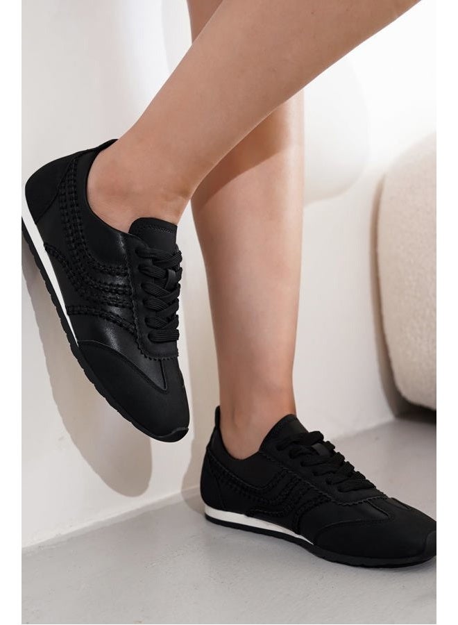 Project Cloud Leather Barefoot Shoes Women – Memory Foam Lace-Up Womens Sneakers – Lightweight & Non Slip Womens Shoes Casual – All-Day Women's Fashion Sneakers for 2026 (Monica,BLKPU,8.5) Black - Image 2