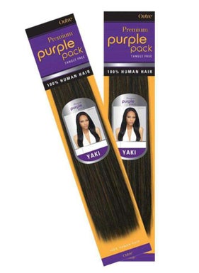 Outre Premium 100 Human Hair Weave PURPLE PACK YAKI 10 Inch 1 Jet Black