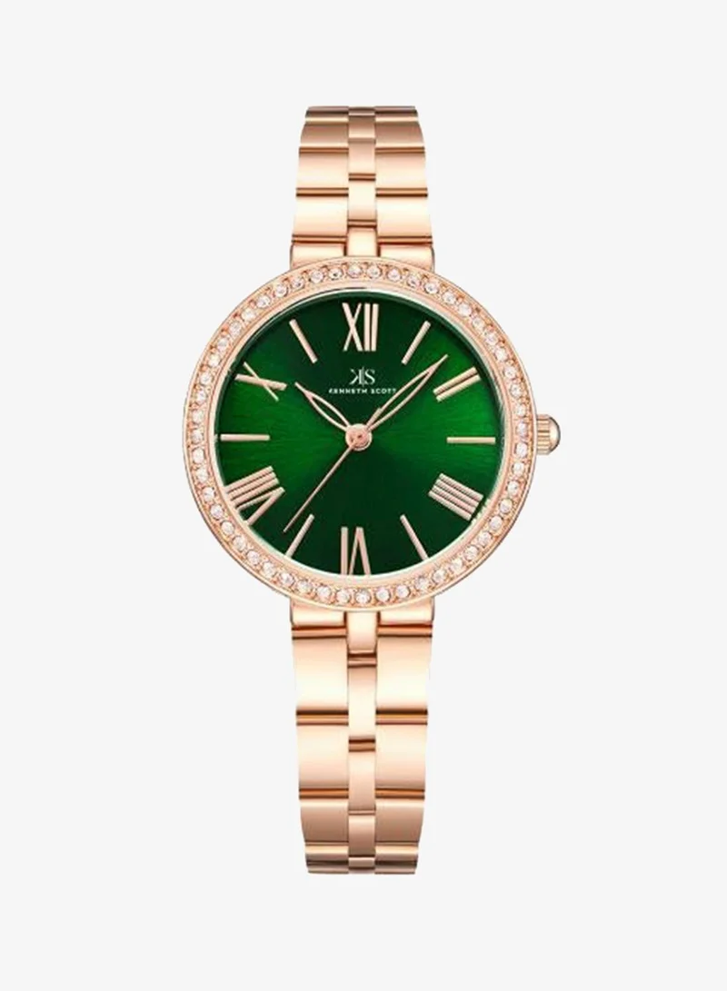 Kenneth Scott Green Women's Stainless Steel Analog Watch K23502-RBKG - 30 mm for Women | Best Price UAE